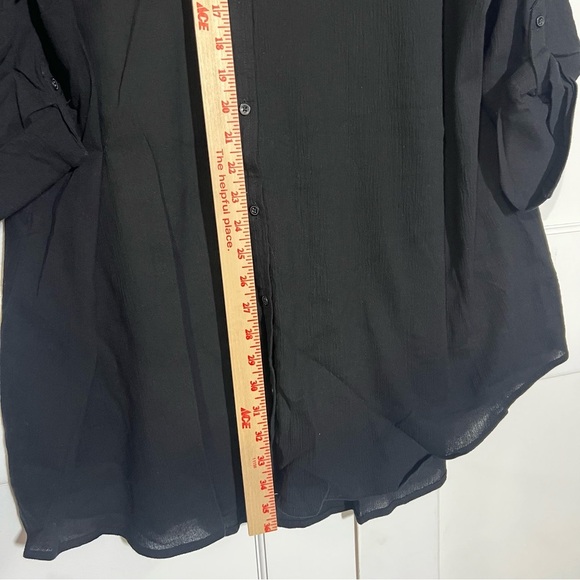 Apt 9 Button Down Black Quarter Sleeve Size 2X Beach Coverup Gauze Summer - Picture 5 of 6